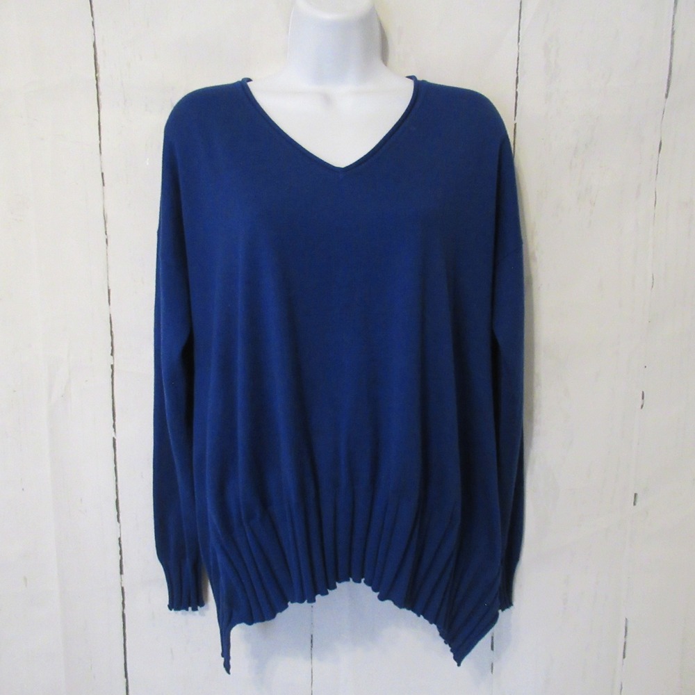 Planet by Lauren‎ G Sweater OS S M L XL Blue Modal Pima Cotton Pullover Minimal